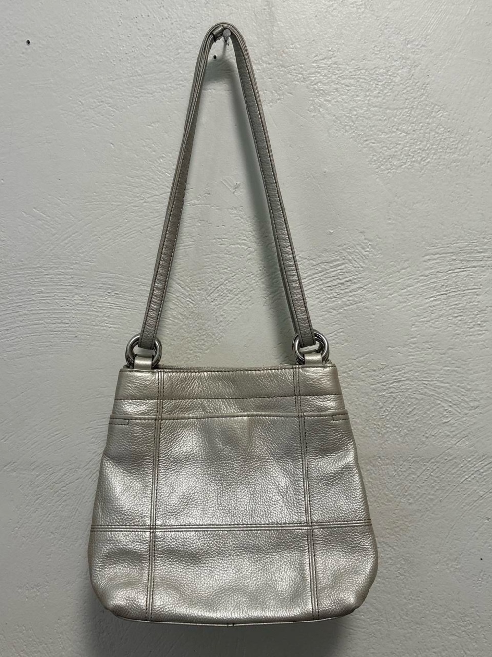Classic Tiganello Silver Leather Shoulder Bag - Women's Purse